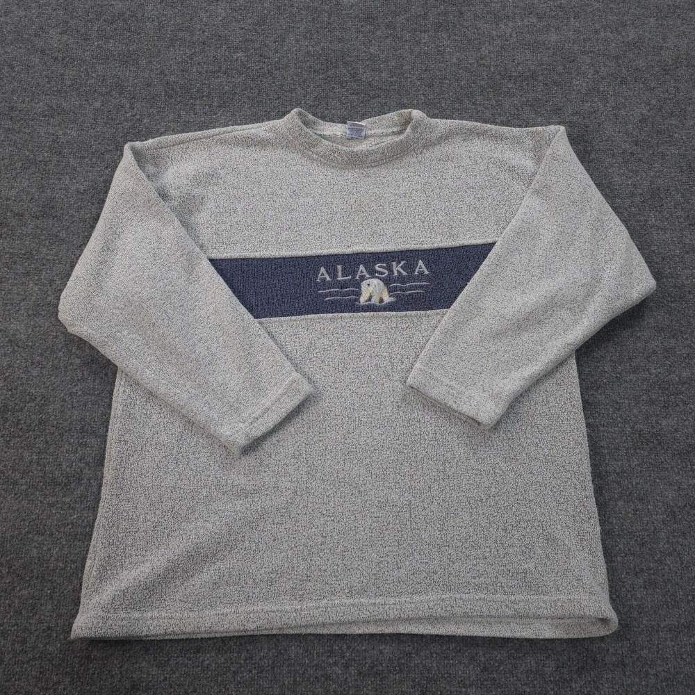 Alaska Crewneck Pullover Sweatshirt - Gray with Navy Panel